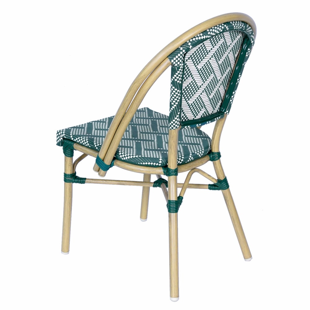 Chaise de terrasse style bistrot parisien en aluminium vert foncé