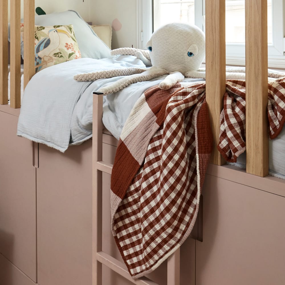 Plaid en coton marron 100x140 cm