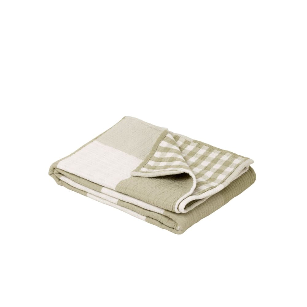 Plaid en coton vert 100x140 cm