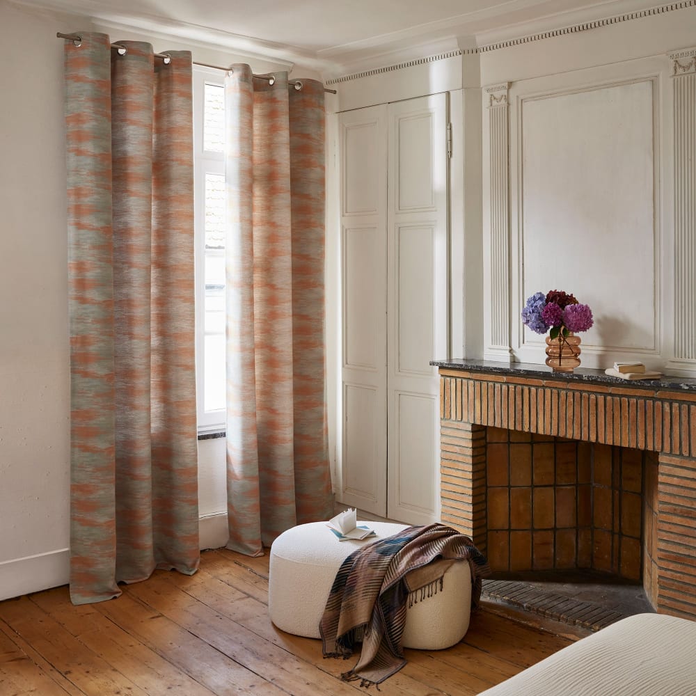 Rideau à Oeillets en jacquard duveteux Multicolore