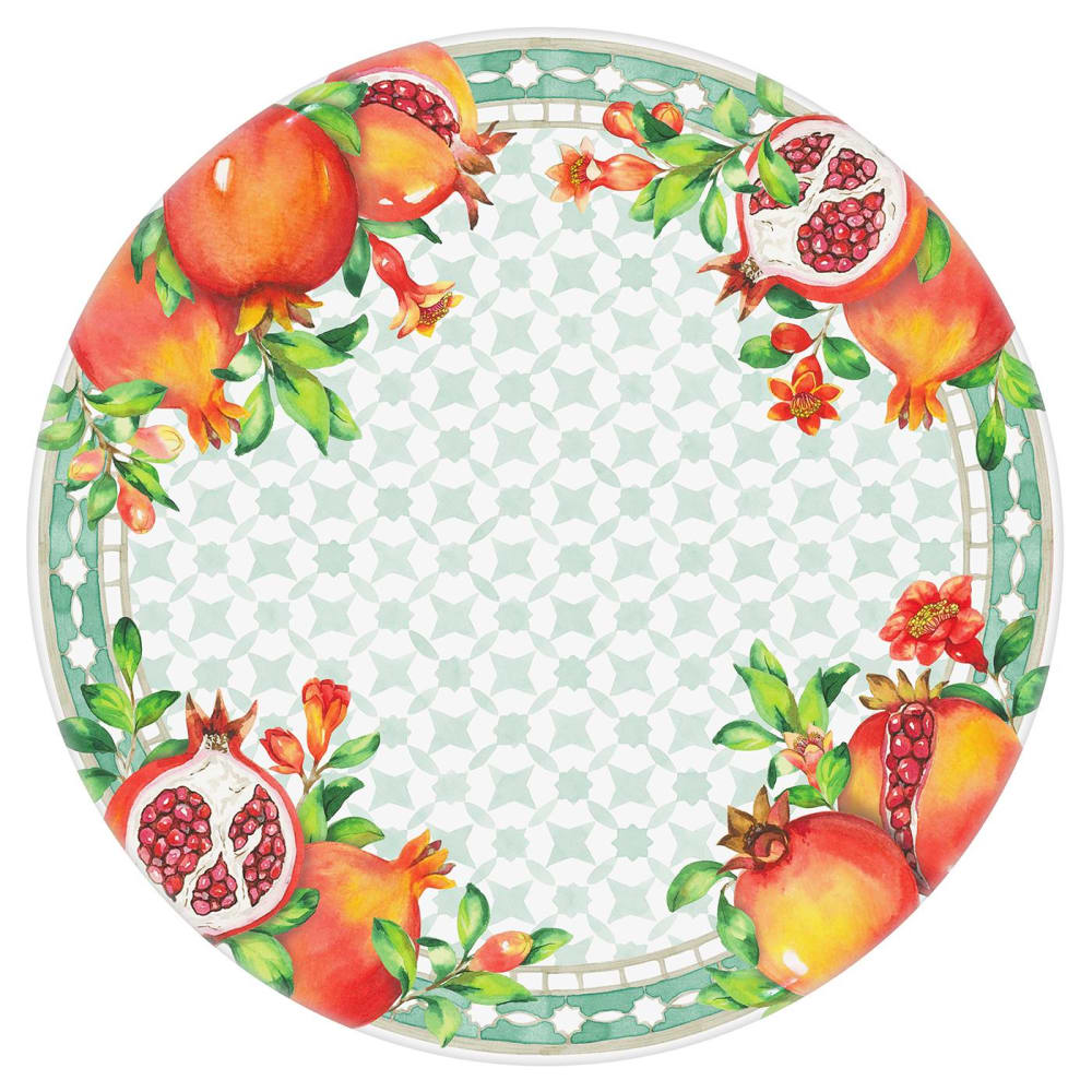 Grande assiette plate en mélamine imprimé de grenades ø 28 cm