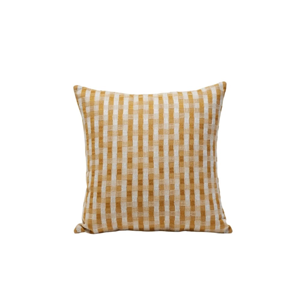 Housse de coussin jacquard bicolore à carreaux jaune 40x40 cm