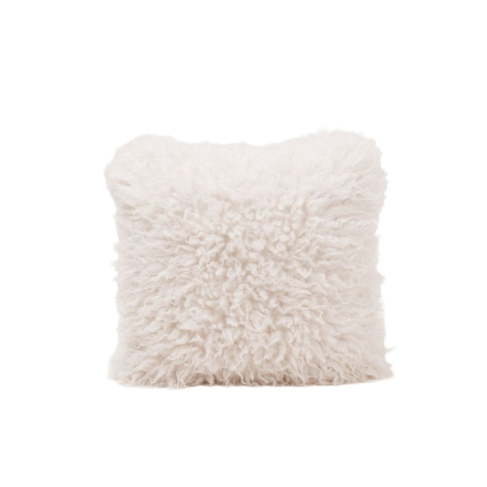 Housse de coussin fausse fourrure duveteuse ecru 40x40 cm