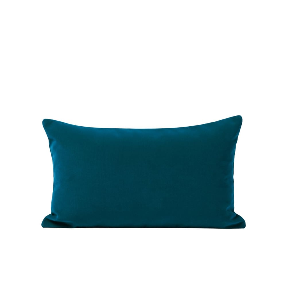 Housse de coussin velours mat au tissage dense bleu 28x47 cm