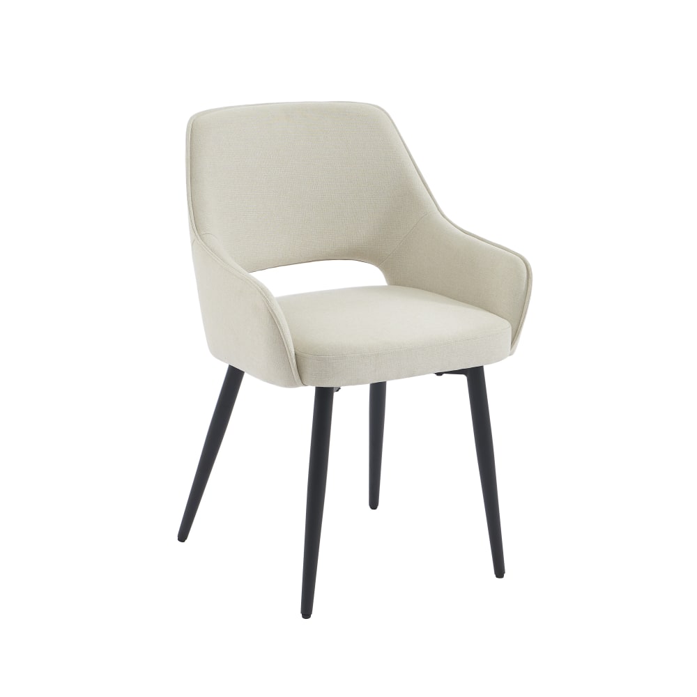 Lot de 2 fauteuils tissu beige pieds métal noir