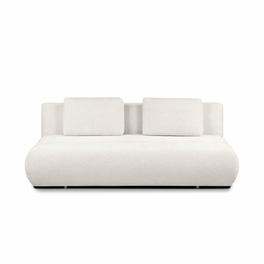 Canapé droit convertible en tissu bouclette 3 places ecru