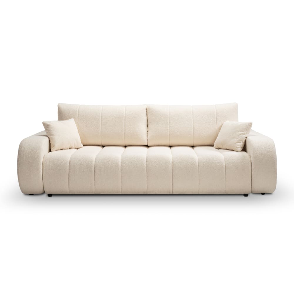 Canapé droit convertible en tissu 3 places ecru