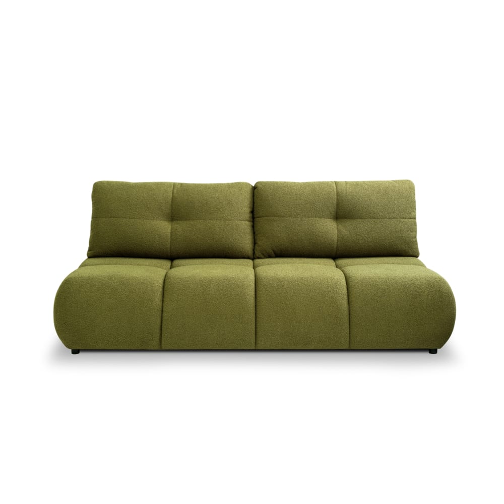 Canapé droit convertible en tissu bouclette 3 places vert olive