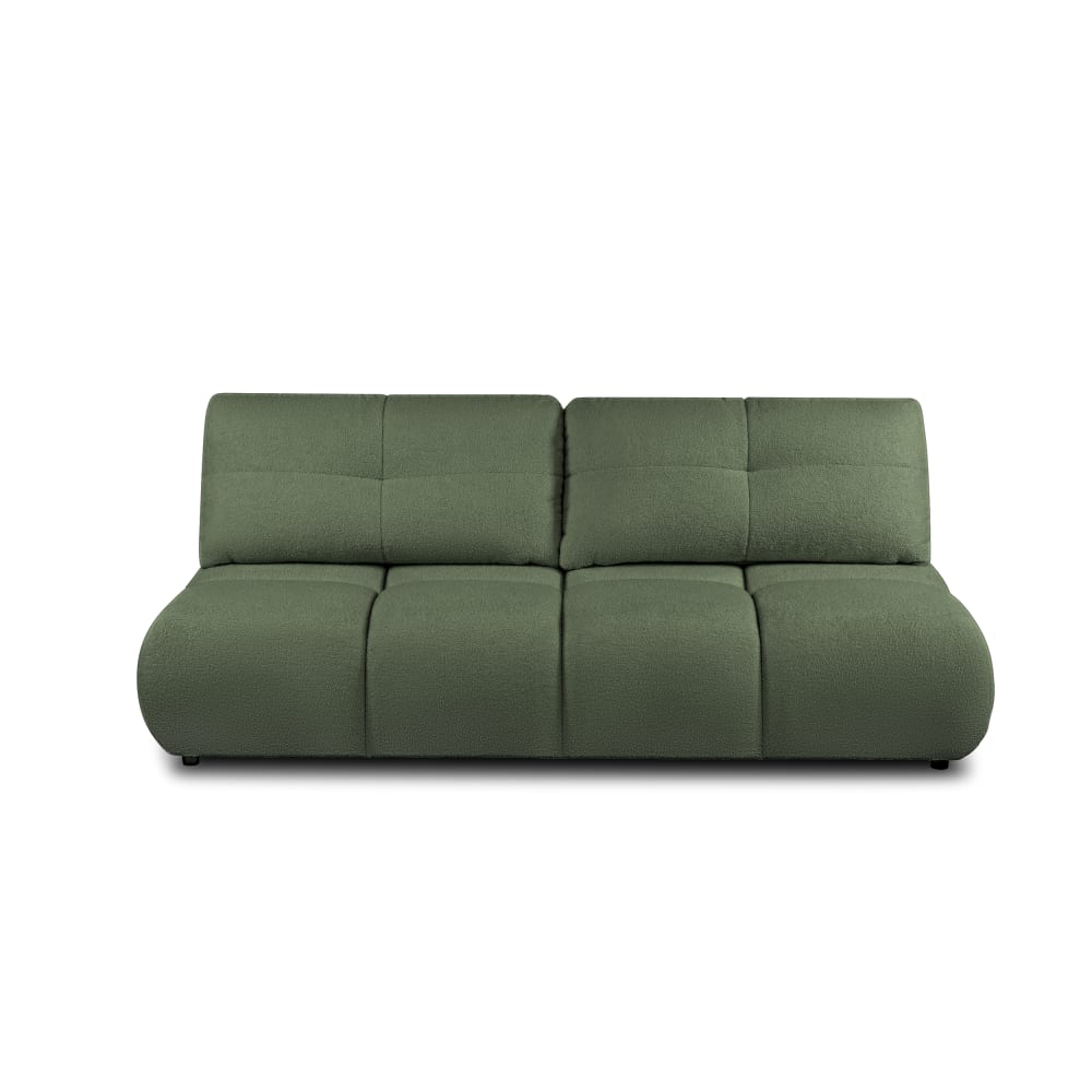 Canapé droit convertible en tissu bouclette 3 places vert kaki