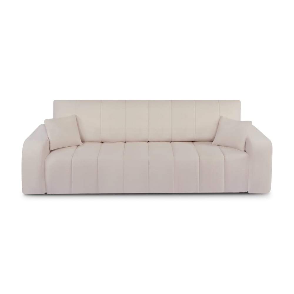 Canapé droit convertible en tissu 3 places ecru