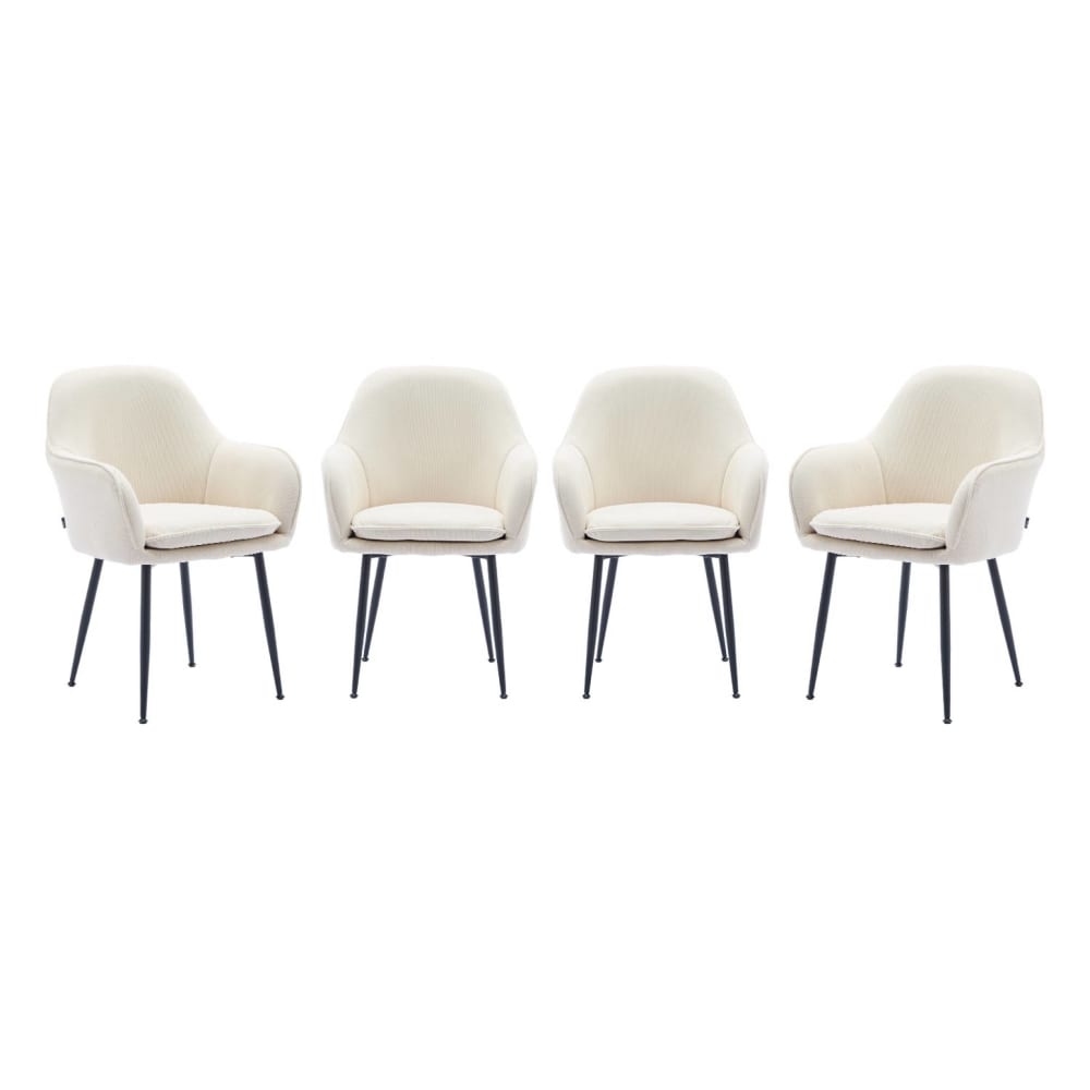 4 fauteuils velours côtelé blanc cassé pieds métal