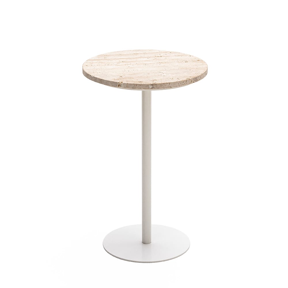 table d'appoint en métal - travertin