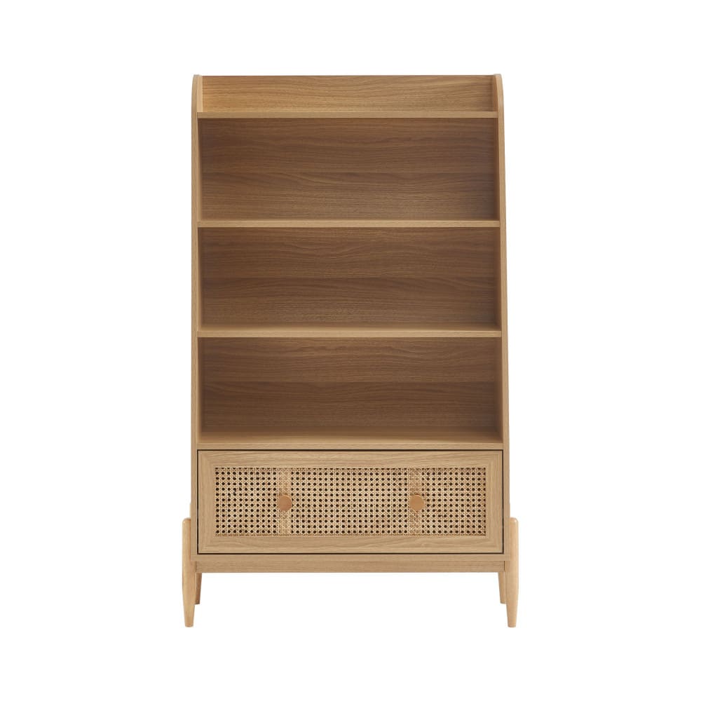Bibliothèque enfant en bois et cannage h140cm - bois clair