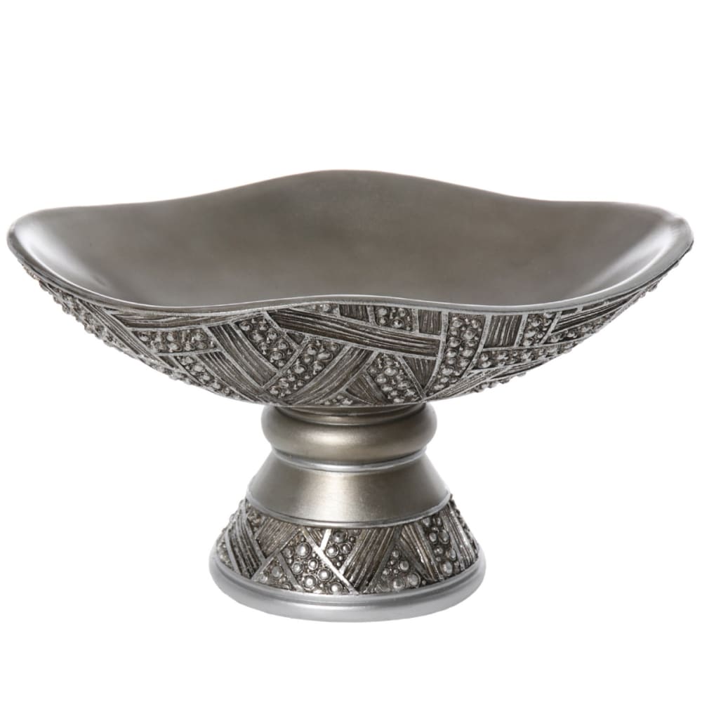 Centre de table en résine argentée et vieillie 17 cm