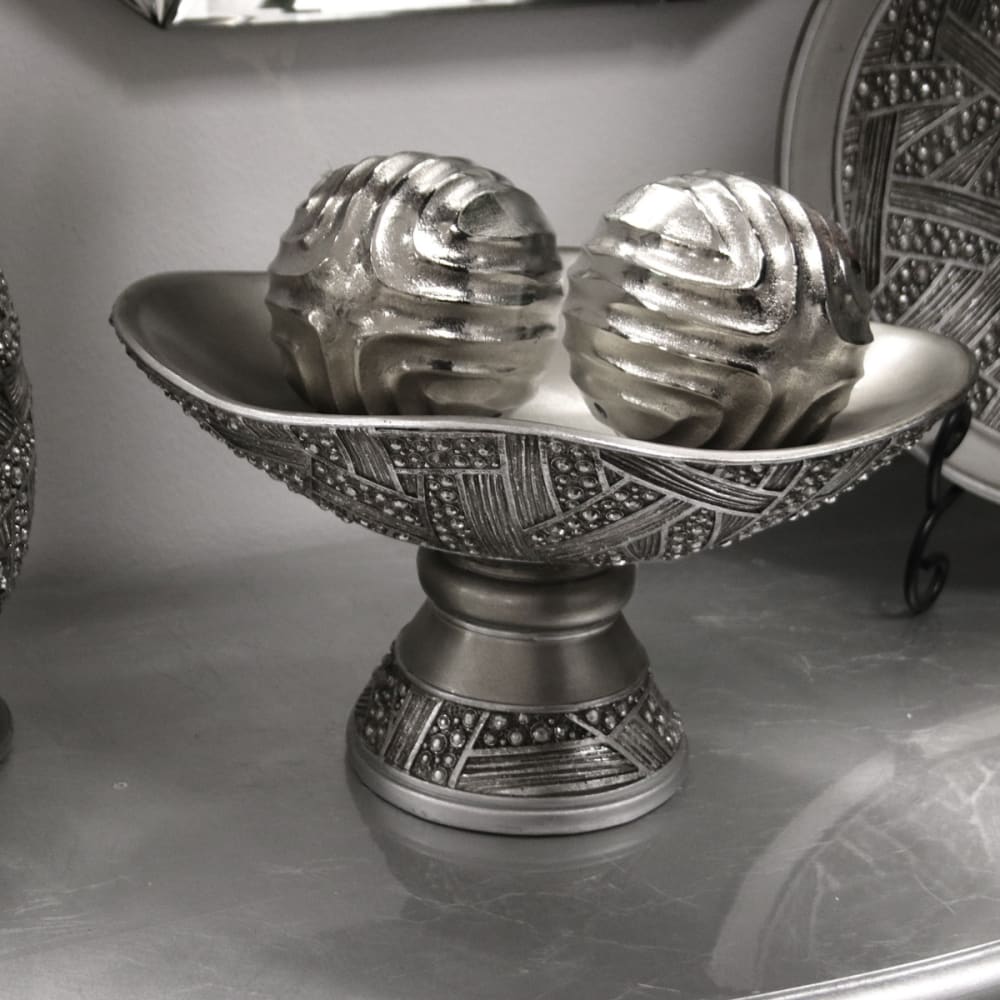 Centre de table en résine argentée et vieillie 17 cm — vue 3