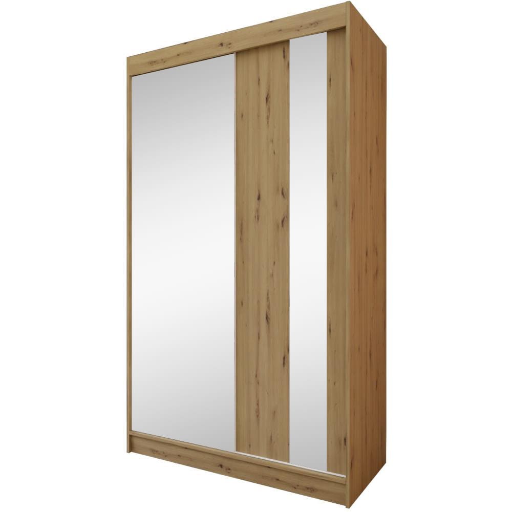 Beauty Sofa GmbH Kleiderschrank mit Spiegel und Schubladeneinsätze, 120x216, Artisan style modern Braun Spanplatte