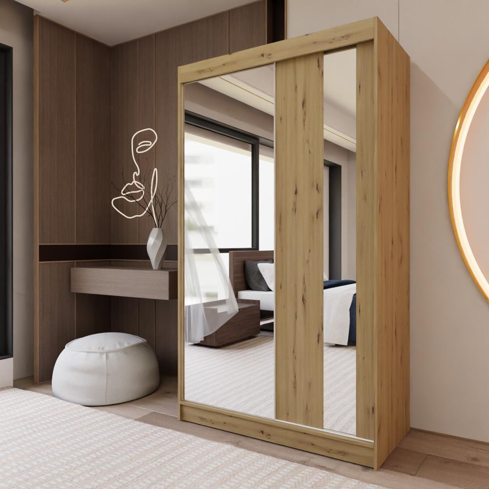 Armoire miroir et tiroirs, 120x216, Artisan