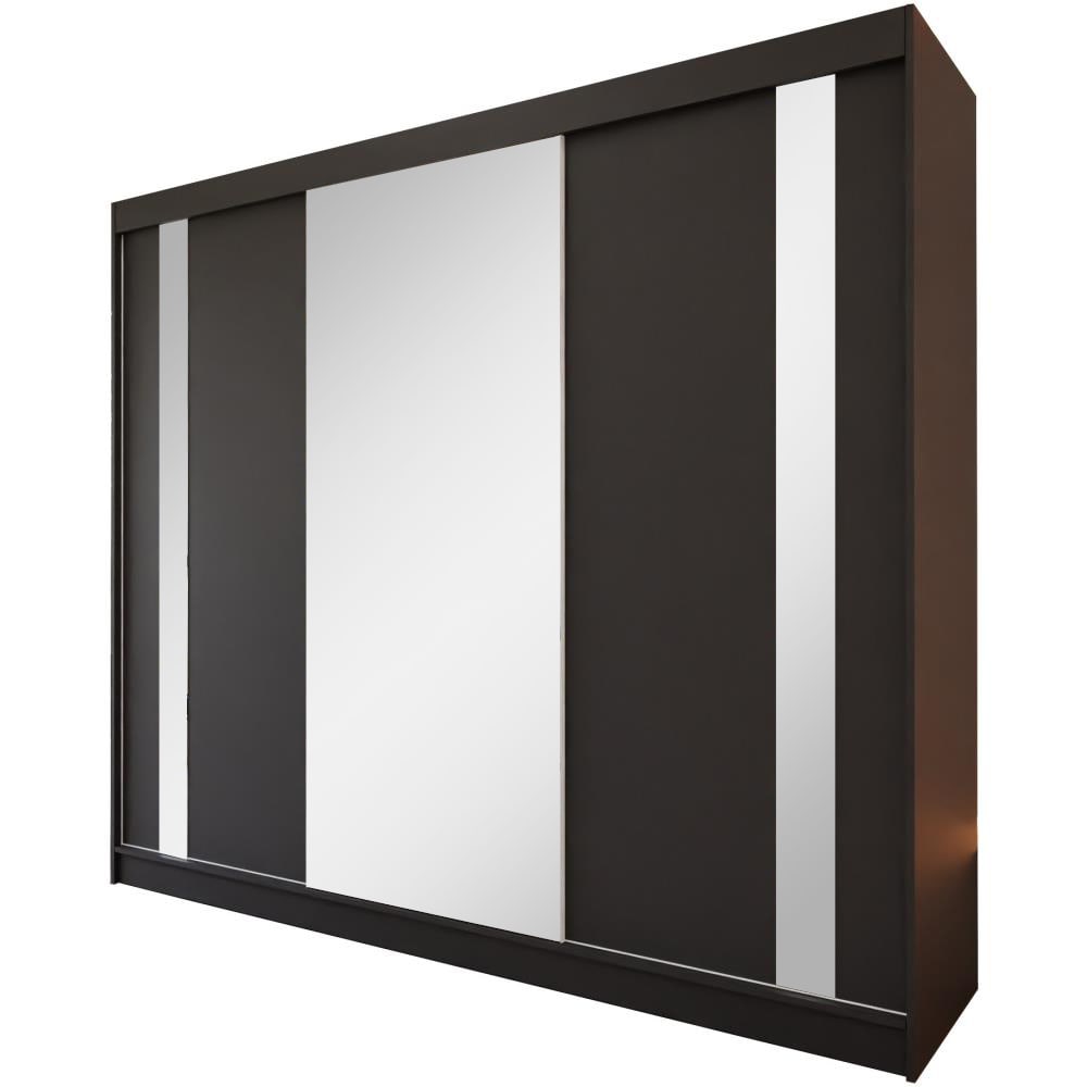 Beauty Sofa GmbH Kleiderschrank mit Spiegel und Schubladeneinsätze, 240x216, schwarz style modern - Spanplatte