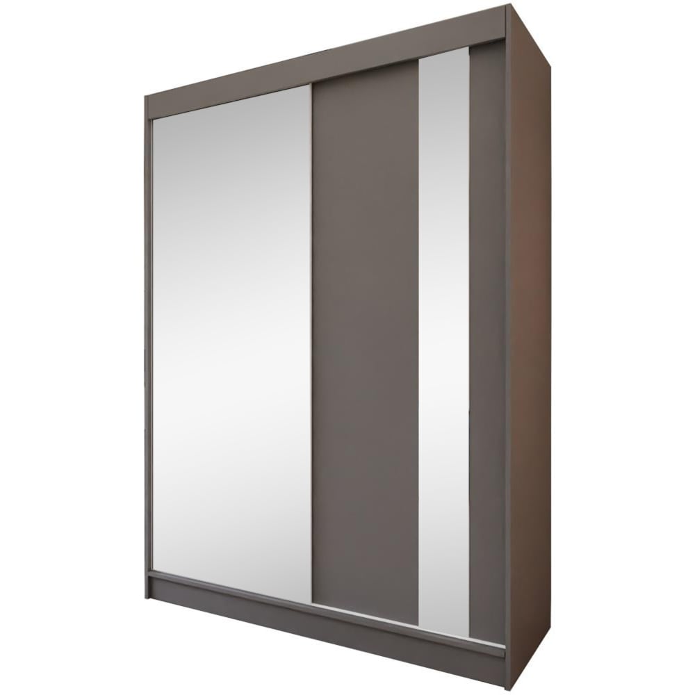 Beauty Sofa GmbH Kleiderschrank mit Spiegel und Schubladeneinsätze, 150x216, graphit style modern Grau Spanplatte