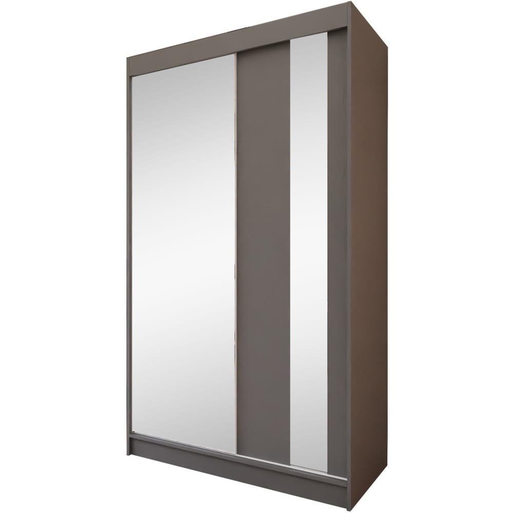 Armoire miroir et tiroirs, 120x216, graphite