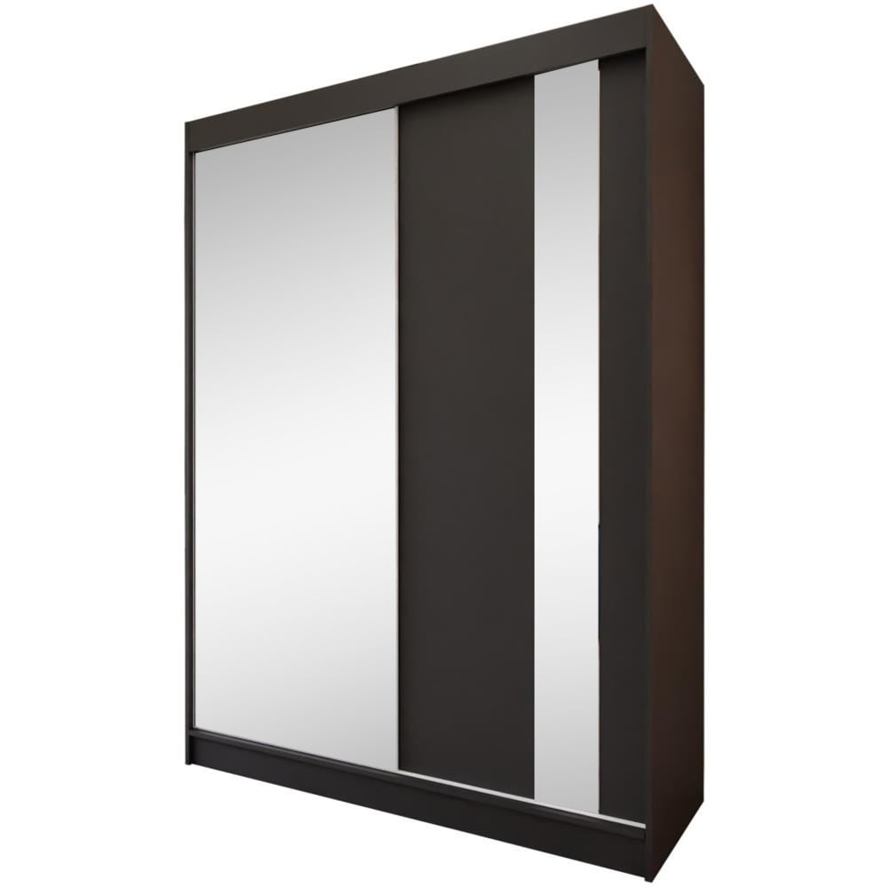 Beauty Sofa GmbH Kleiderschrank mit Spiegel und Schubladeneinsätze, 150x216, schwarz style modern - Spanplatte