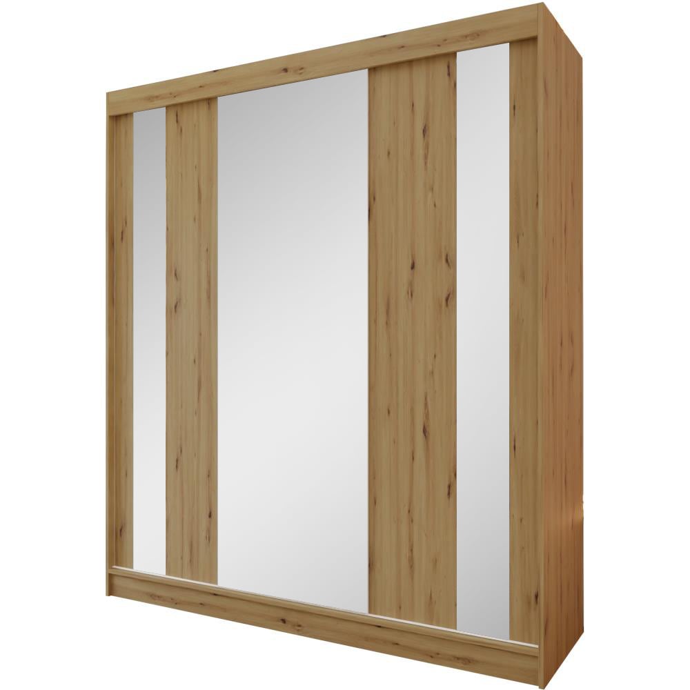 Beauty Sofa GmbH Kleiderschrank mit Spiegel und Schubladeneinsätze, 180x216, Artisan style modern Braun Spanplatte