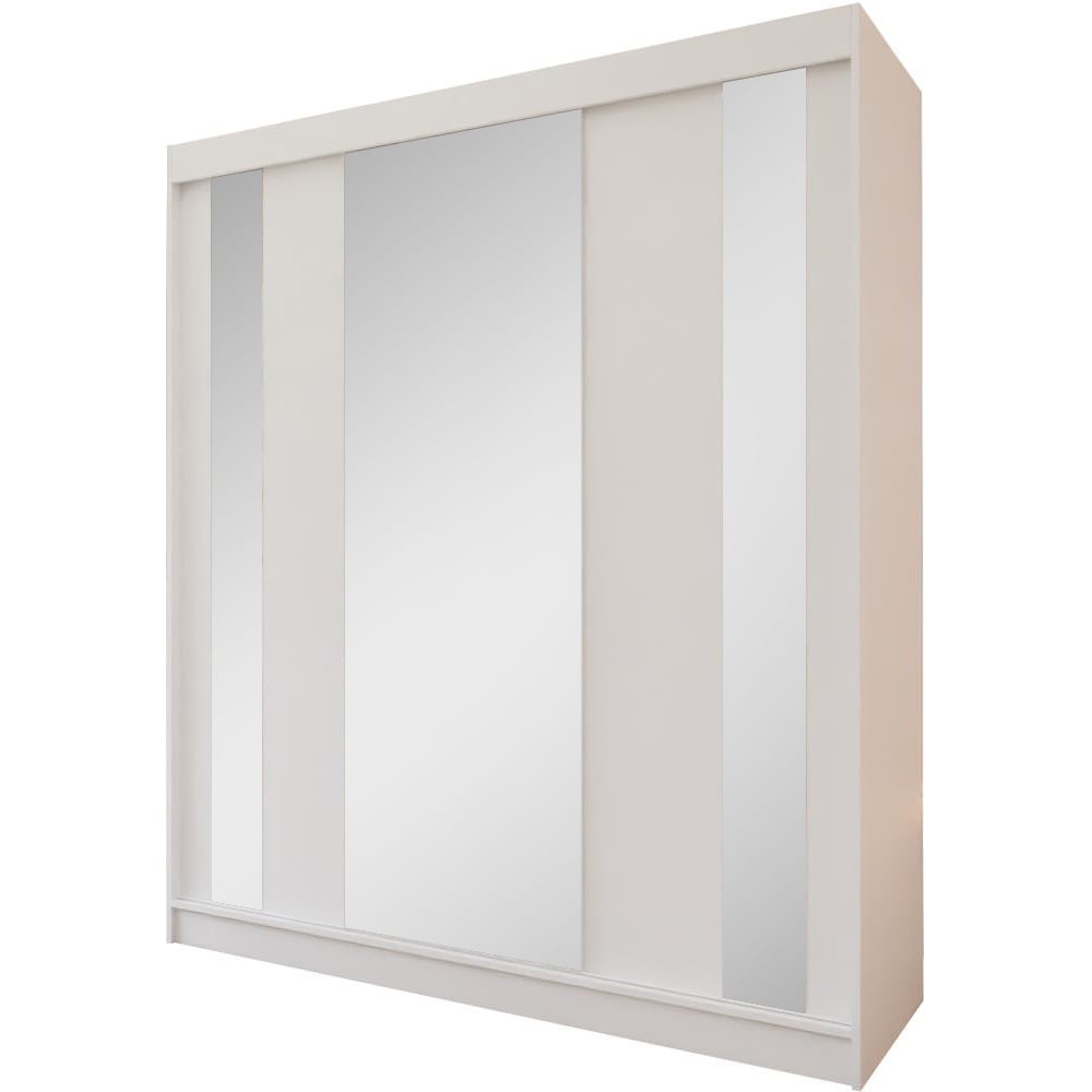 Beauty Sofa GmbH Schiebetürenschrank mit Spiegel und Schubladeneinsätze, 180x216, weiß style modern - Spanplatte