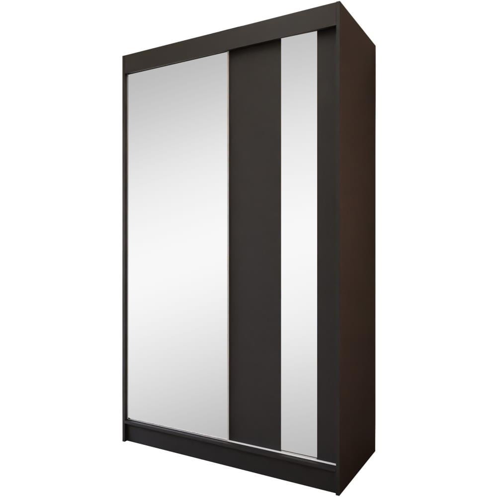 Beauty Sofa GmbH Kleiderschrank mit Spiegel und Schubladeneinsätze, 120x216, schwarz style modern - Spanplatte