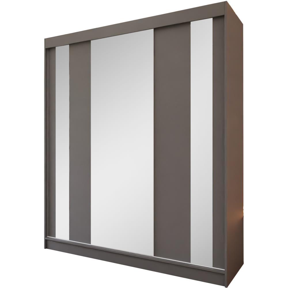 Beauty Sofa GmbH Kleiderschrank mit Spiegel und Schubladeneinsätze, 180x216, graphit style modern Grau Spanplatte
