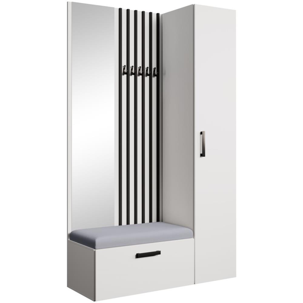 Dressing lamelles + armoire haute, cachemire+gris, 121x203