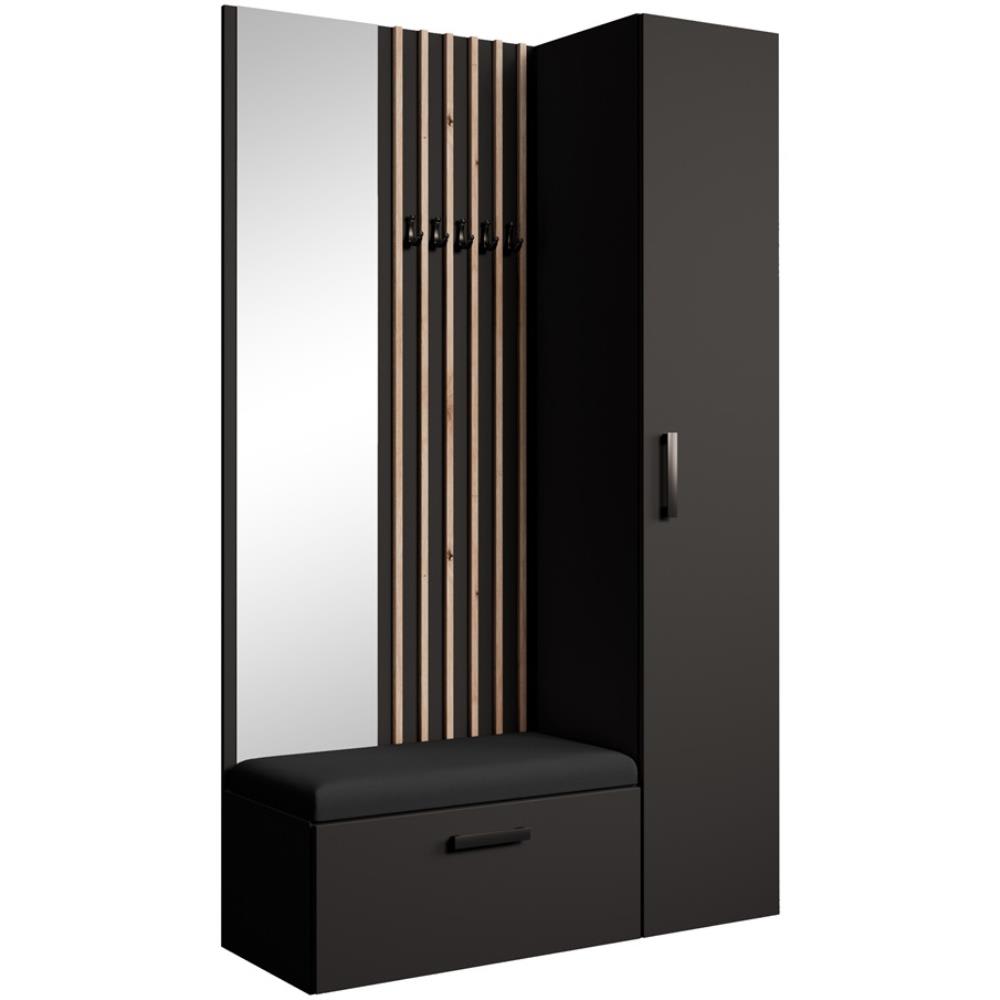 Dressing lamelles + armoire haute, noir+Artisan, 121x203