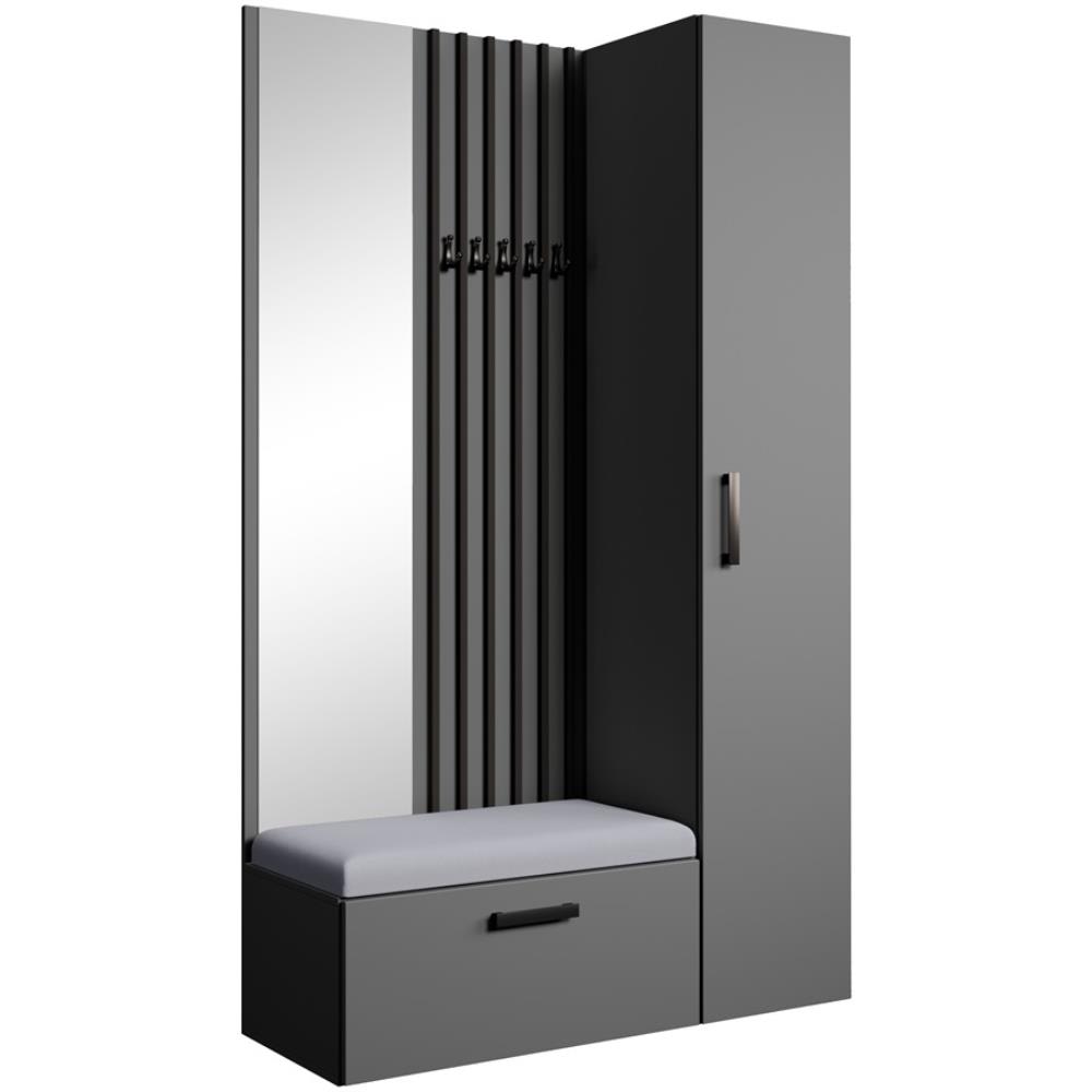 Dressing lamelles + armoire haute, graphite+gris, 121x203