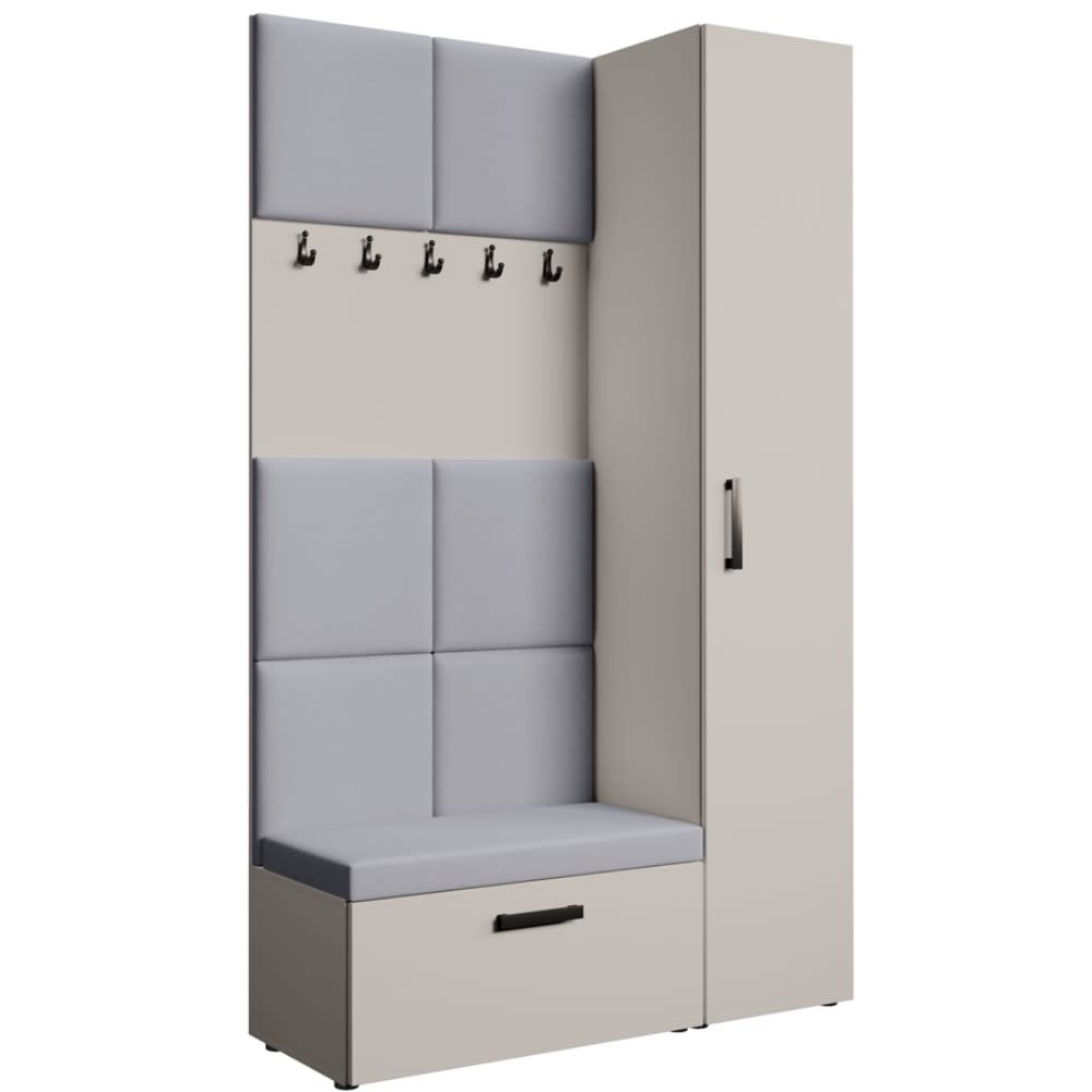 Dressing panneaux rembourrés, cachemire+gris, 121x203
