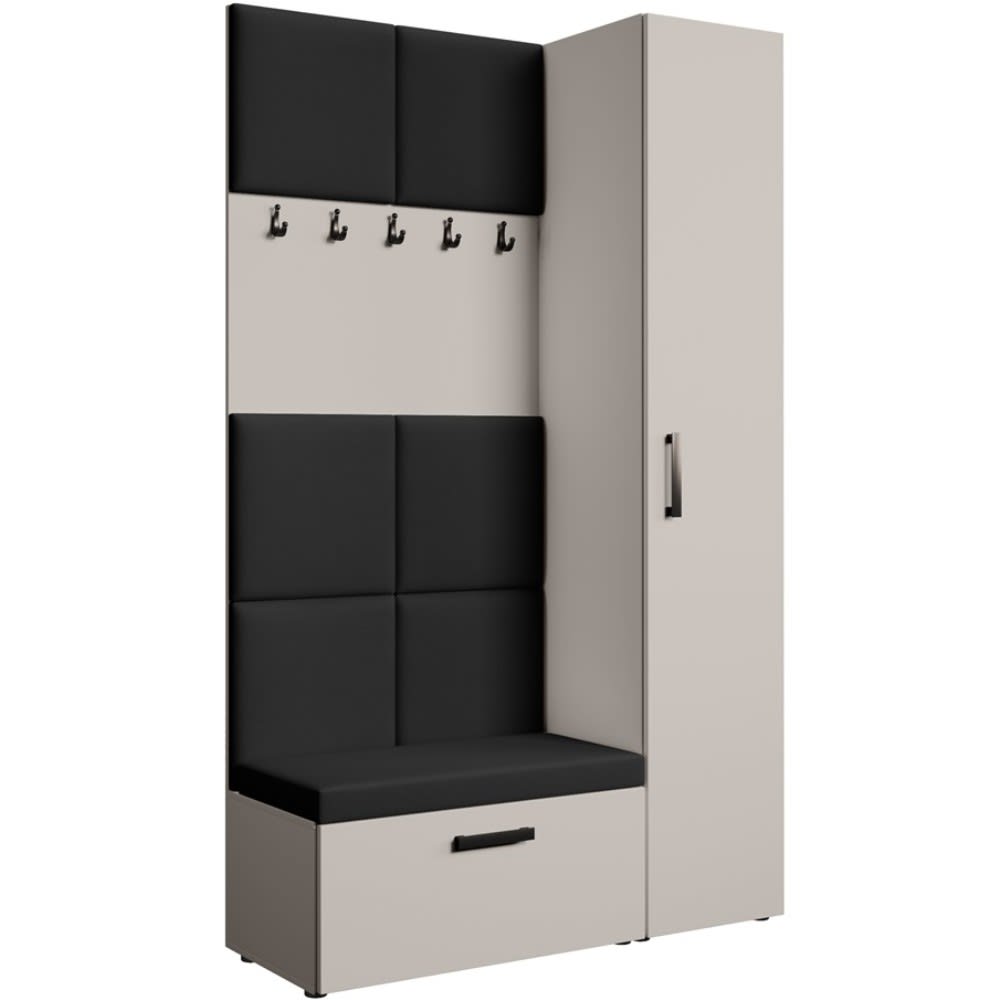 Beauty Sofa GmbH Garderobe mit gepolsterten Paneelen, kaschmir+schwarz, 121x203 cm style modern Beige Spanplatte