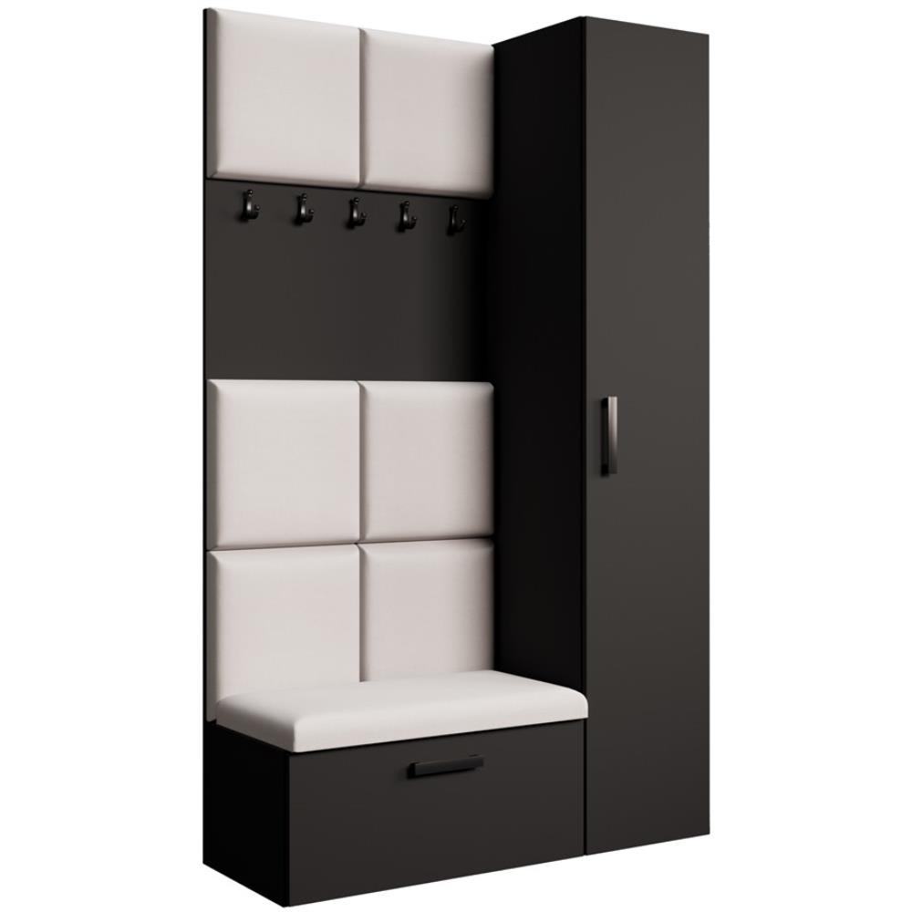 Dressing panneaux rembourrés, noir+beige, 121x203