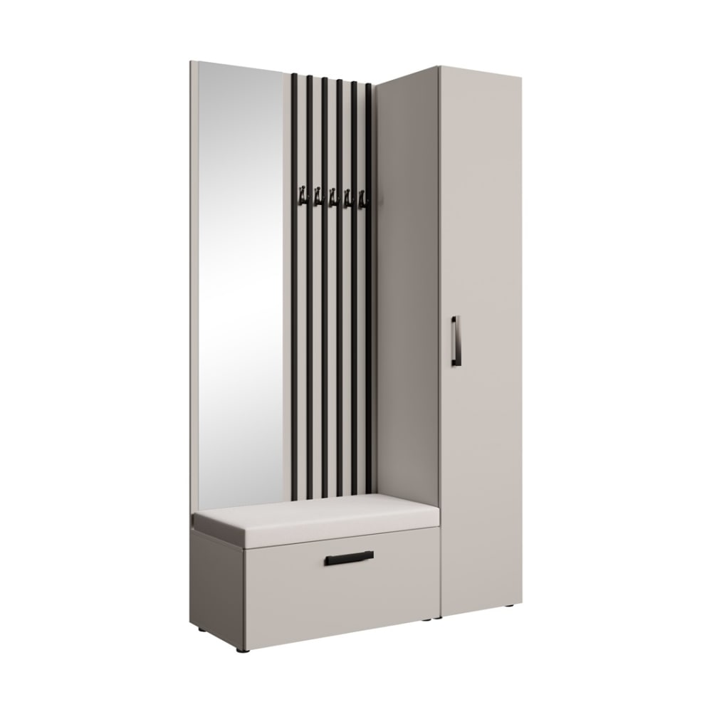 Dressing lamelles + armoire haute, cachemire+beige, 121x203