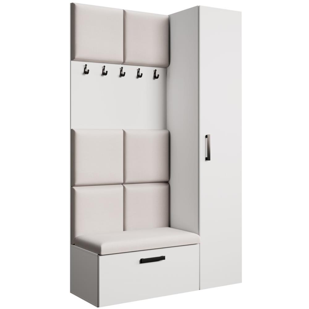 Dressing panneaux rembourrés, blanc+beige, 121x203