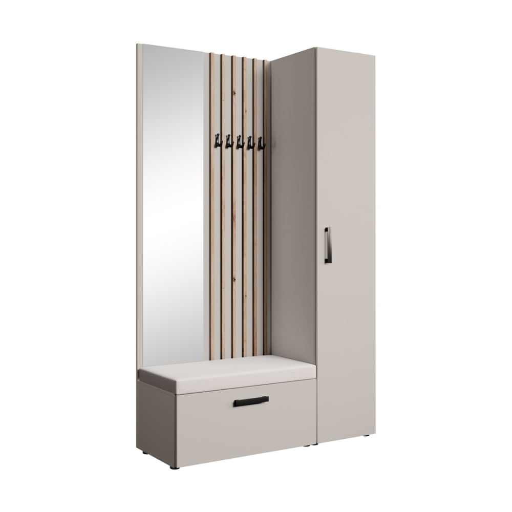 Dressing lamelles + armoire haute, cachemire+beige, 121x203