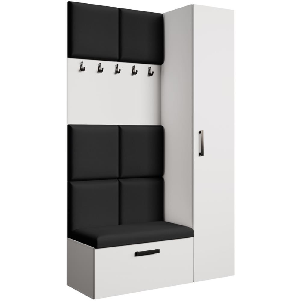 Dressing panneaux rembourrés, blanc+noir, 121x203