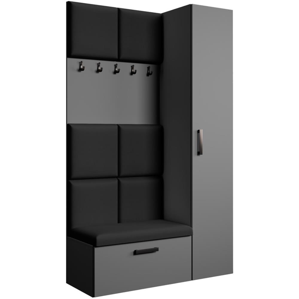 Dressing panneaux rembourrés, graphite+noir, 121x203