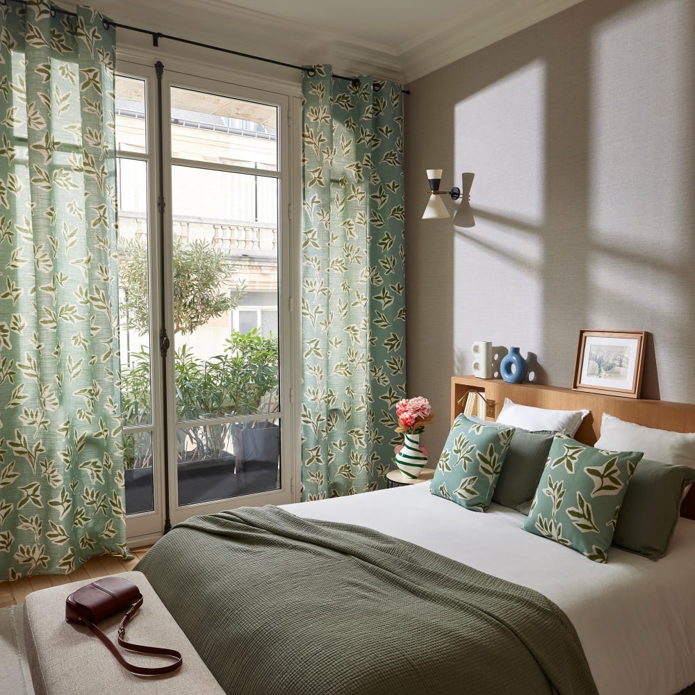 Rideau en coton vert 145x270 cm