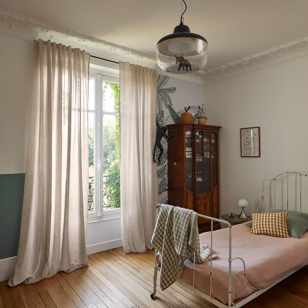 Voilage à Passants en lin et polyester Naturel