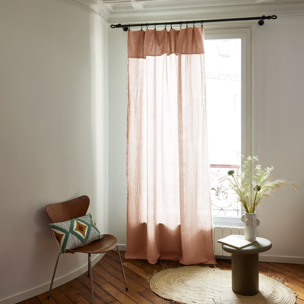 Rideau en coton rose