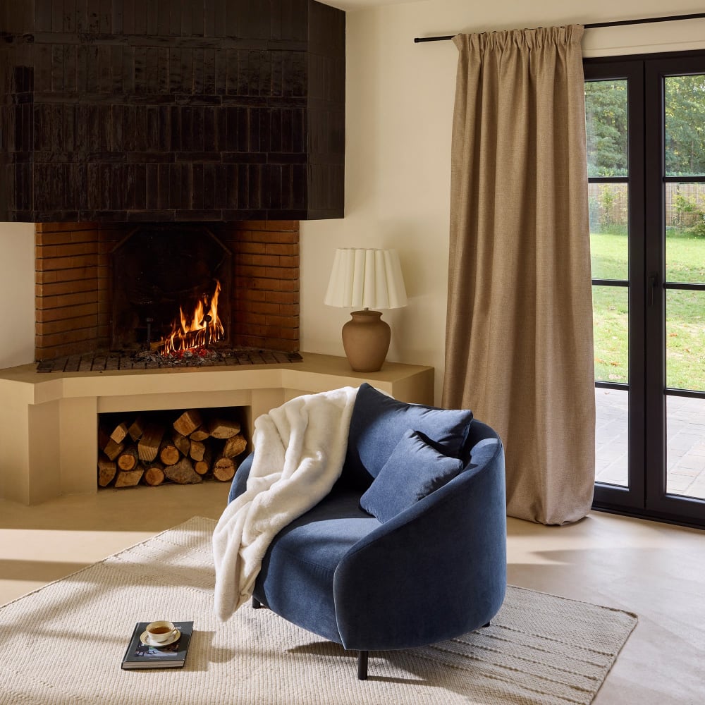 Rideau tissage toile à l'effet satiné beige 135x350 cm