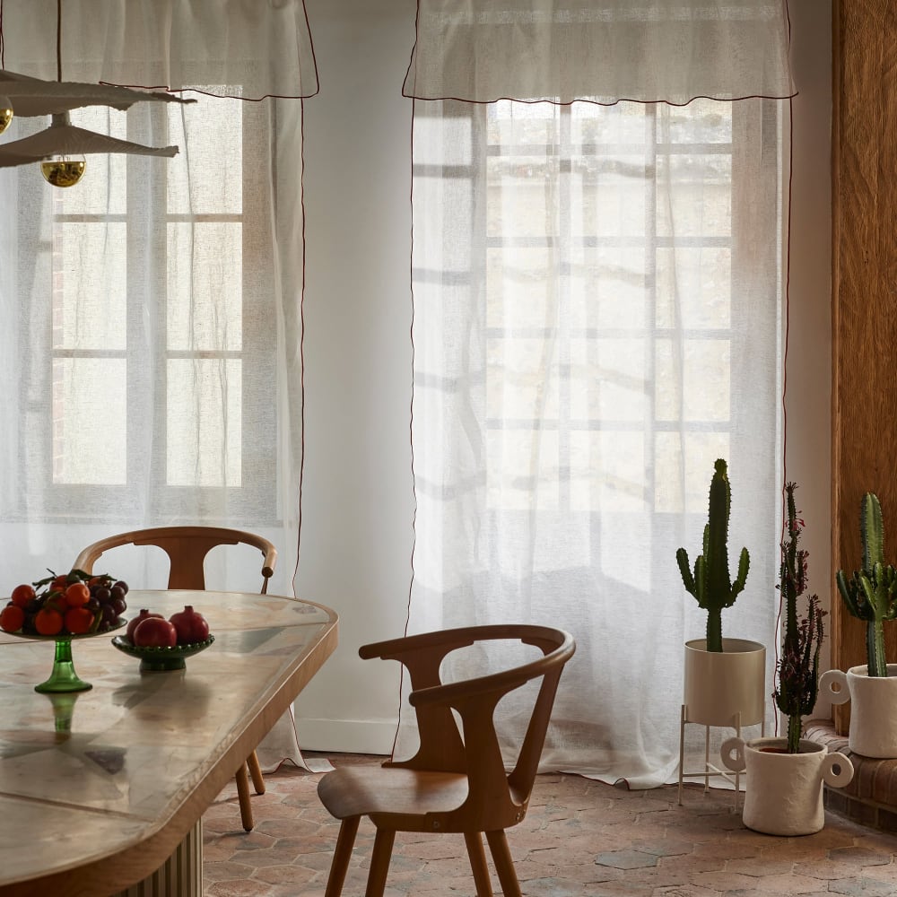 Voilage en lin blanc 140x350 cm