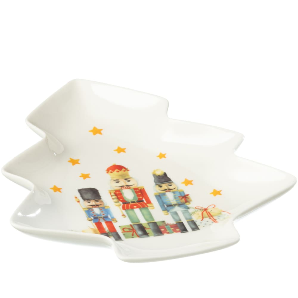 Plat de présentation en forme de sapin motif casse noisette