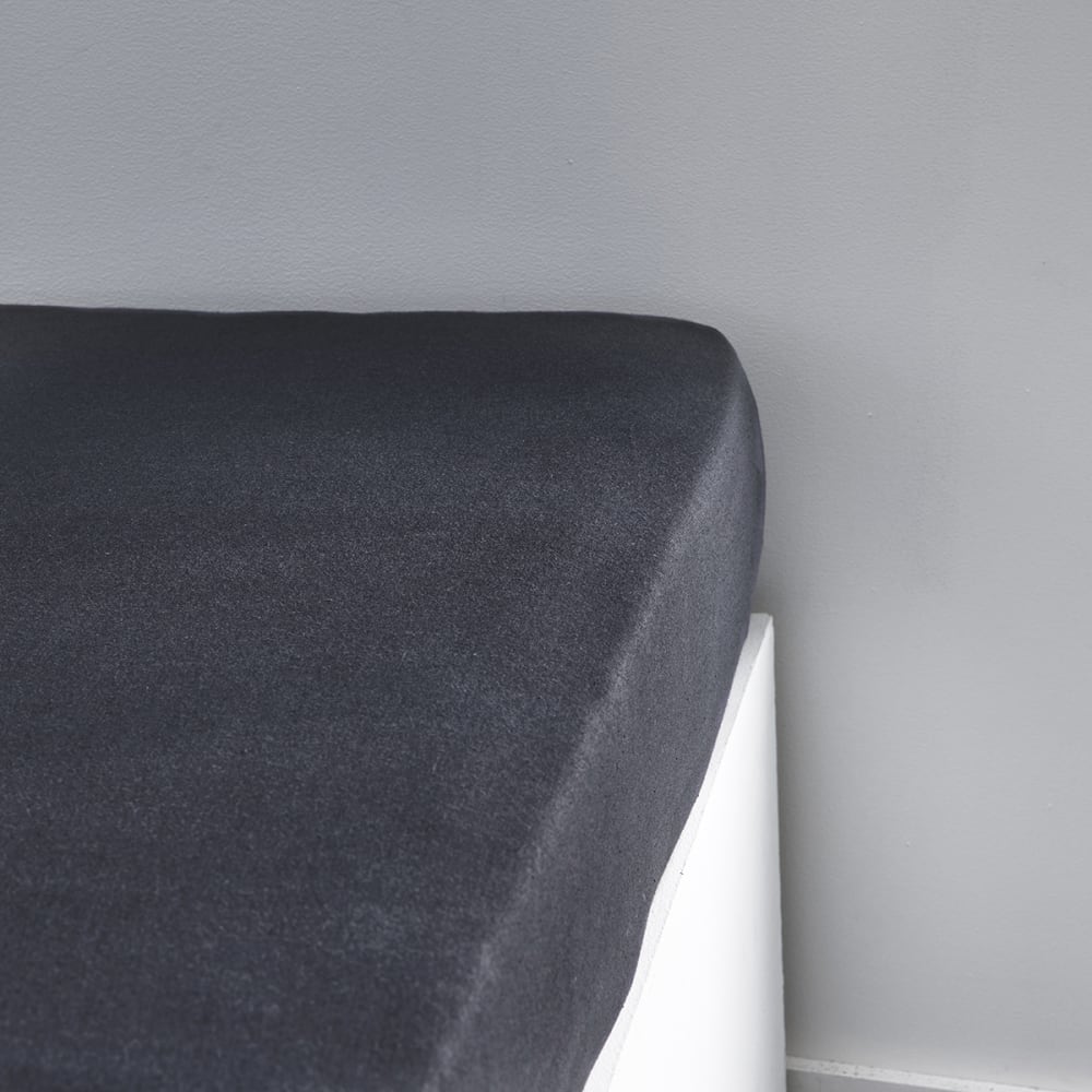 Drap housse 1 personne jersey uni  90x190 cm Gris