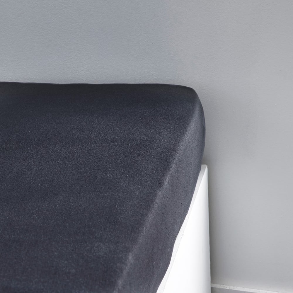 Drap housse Jersey 2 personnes uni  160x200 cm Gris anthracite