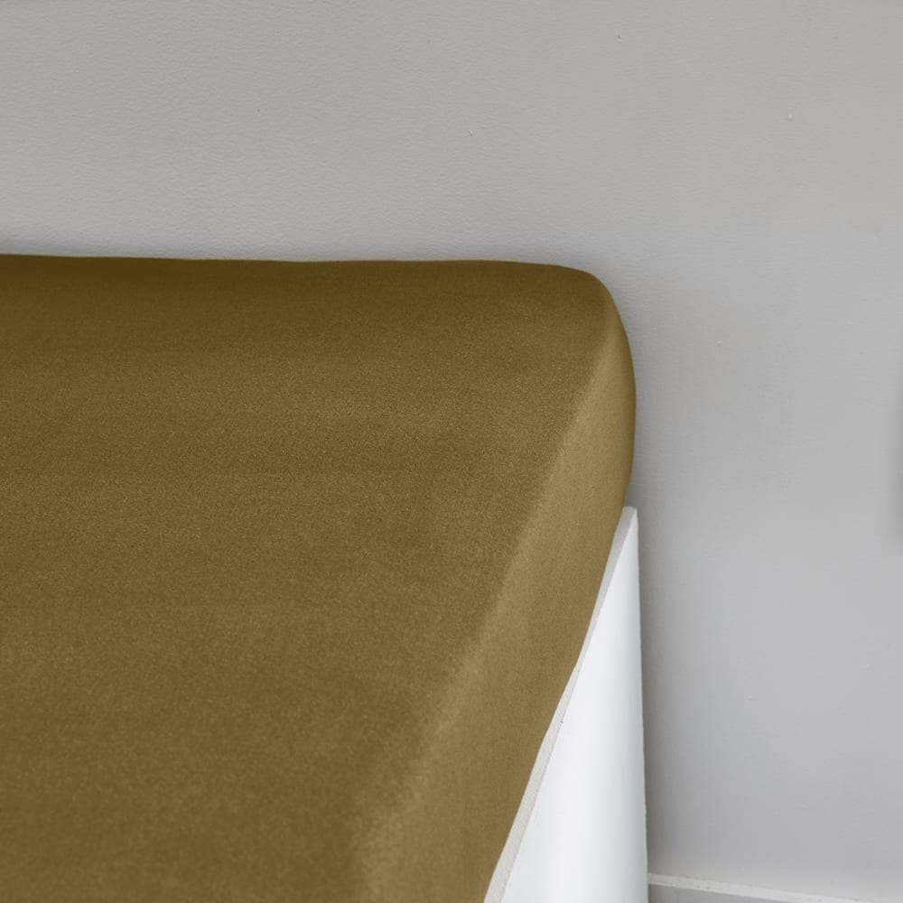 Drap housse 1 personne jersey uni  90x190 cm Bronze