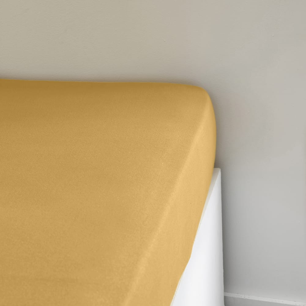 Drap housse Jersey 2 personnes uni  160x200 cm Jaune